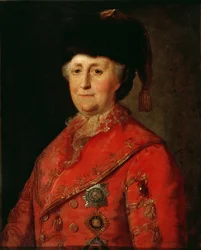 Portrait de Catherine II la Grande (1729-96) en costume de voyage, 1787